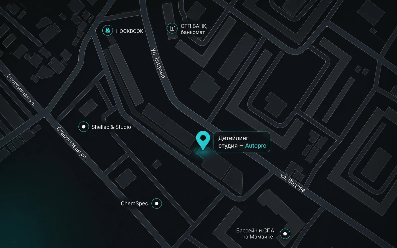 Карта проезда к АВТОПРО, Новороссийск, ул. Видова, 214